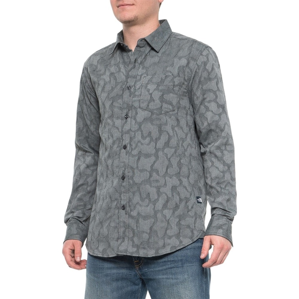 North Face Sub-Alpine Shirt Mens Medium Smoke Duck Camo Jacquard Long Sleeve NWT